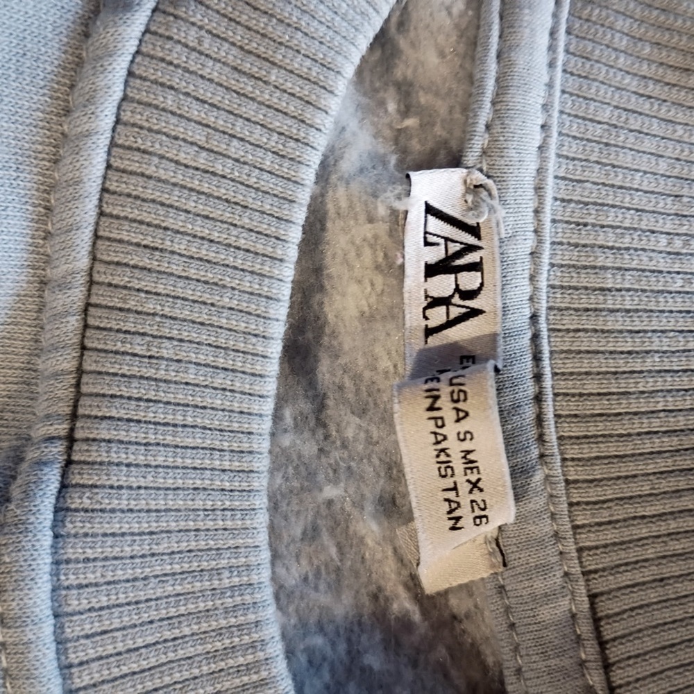 Zara Matching Sweatshirt & Jogger Set Blue Cropped Lounge Athleisure Size S - Picture 9 of 11